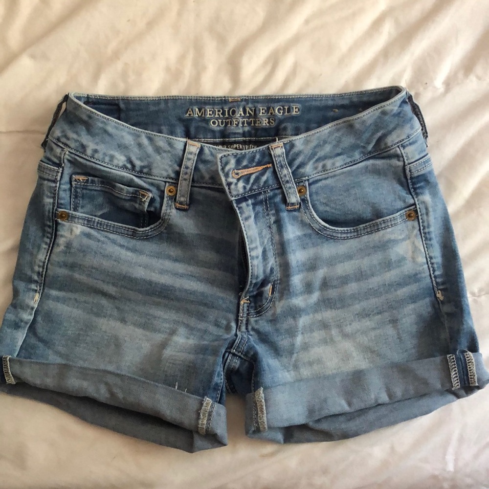Light wash denim shorts